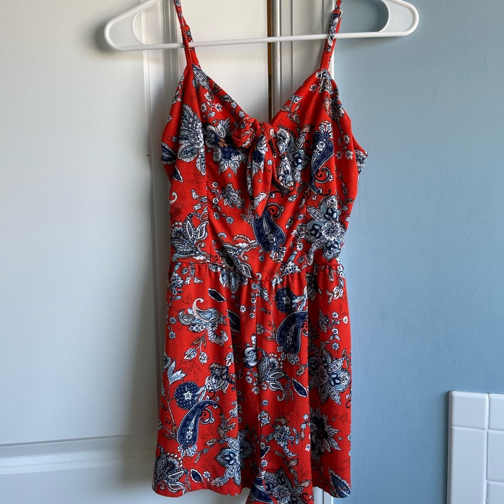 Orange floral romper